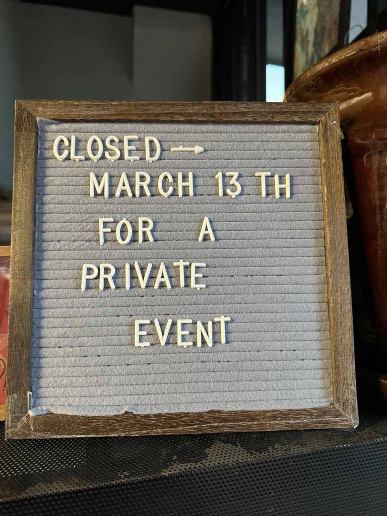 Closed for private event on March 13, 2024